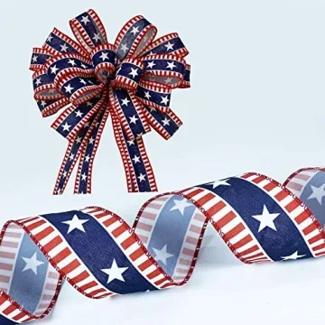 Wired Patriotic Ribbon 2 1/2" x 10 Yards for Crafts