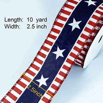 Wired Patriotic Ribbon 2 1/2" x 10 Yards for Crafts