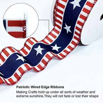 Wired Patriotic Ribbon 2 1/2" x 10 Yards for Crafts