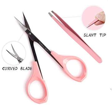 4" Eyebrow Grooming Kit with Curved Scissors and Tweezers