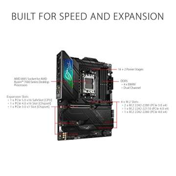 ASUS ROG STRIX X670E-F GAMING WIFI Motherboard: Advanced AMD Ryzen Support, Enhanced Cooling & Power...