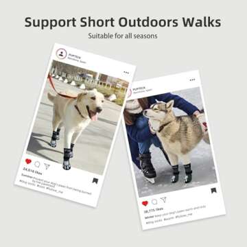 PUPTECK Anti-Slip Dog Socks with Double Sides Grips for Small Medium Large Dogs Hardwood Floors Prevents Licking, Dog Shoes for Hot Pavement Traction Control Paw Protector for Senior Dogs, Grey S