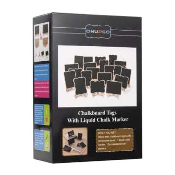 Mini Chalkboard Signs, 20 Pack Small Chalkboard Labels Table Signs with Easel Stand, Wooden Blackboa...