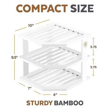 Stylish Bamboo Corner Shelf - Space Saver & Kitchen Organizer
