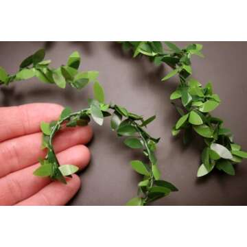 Aorvoras Mini Leaf Garland, Dollhouse Miniature Ivy Leaf Vine Garland, Dollhouse Mini Wreath, Mini C...