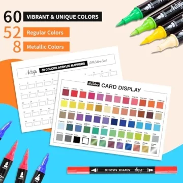 60 Colors Dual Tip Acrylic Paint Pens for Creative Projects