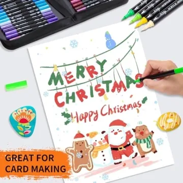 60 Colors Dual Tip Acrylic Paint Pens for Creative Projects