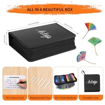60 Colors Dual Tip Acrylic Paint Pens for Creative Projects