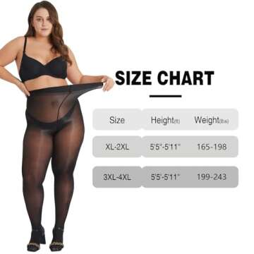 MANZI 2 Pairs Women's Plus Size Oil Shiny Sheer Pantyhose High Waist Shimmer Stockings Nylon Silky Tights Black XL-XXL