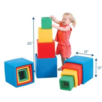 Children's Factory Nest 'N Stack Large Building Blocks, Kids/Toddler Learning Toys, Big Stacking Playset, Homeschool/Daycare/Preschool Use, Set of 4