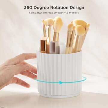 HBlife 360 Rotating Makeup Brush Holder for Vanity