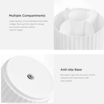 HBlife 360 Rotating Makeup Brush Holder for Vanity