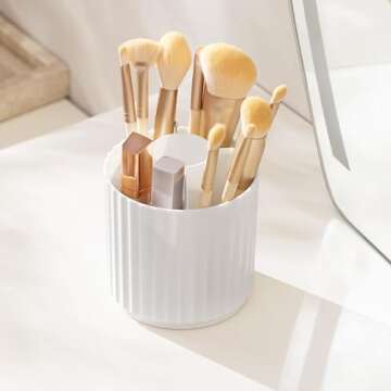 HBlife 360 Rotating Makeup Brush Holder for Vanity