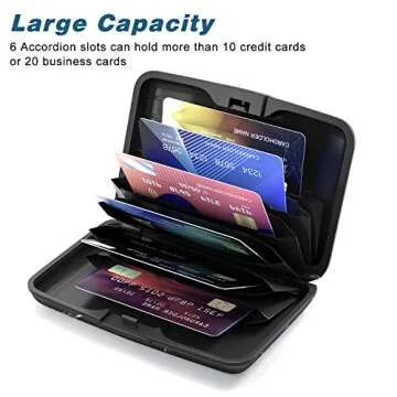 Atufsuat Credit Card Holder, Mini Aluminum Card Wallet RFID Blocking Slim Metal Hard Card Case for Women Men, Black Marble