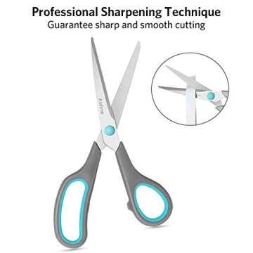 Asdirne Scissors Set of 4, Premium Stainless Steel Razor Blades, Ergonomic Semi-Soft Rubber Grip, Su...