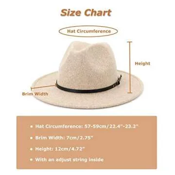 Lisianthus Womens Classic Wool Fedora with Belt Buckle Wide Brim Panama Hat B-Beige