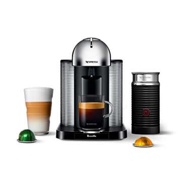 Breville Nespresso Vertuo Coffee and Espresso Machine - Chrome & 50 Count Capsules