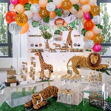 Jungle Safari Theme Balloon Garland Arch Kit, Pink Champagne Tropical Animal Balloons Garland for Girls Woodland Safari Animal Baby Shower Decoration Wild Jungle Birthday Party Supplies
