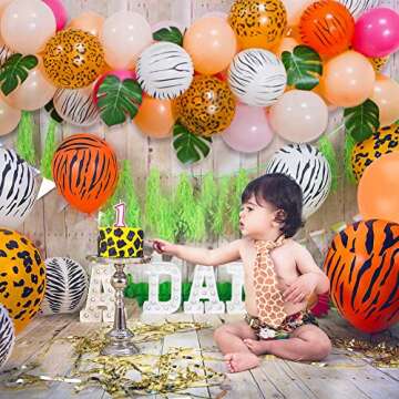 Jungle Safari Theme Balloon Garland Arch Kit, Pink Champagne Tropical Animal Balloons Garland for Girls Woodland Safari Animal Baby Shower Decoration Wild Jungle Birthday Party Supplies