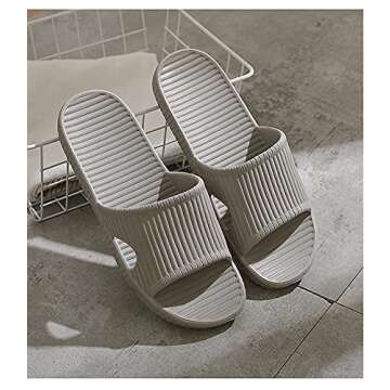 VIDSID Shower Slippers for Women Men, Quick Drying Lightweight Non Slip Open-toe EVA Travel-friendly Breathable Shoes Slide Slippers for Bathroom,House Slipper,Outdoor(Black EU36/37)