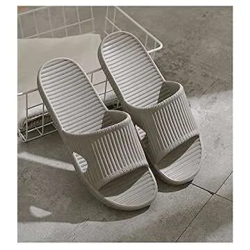 VIDSID Shower Slippers for Women Men, Quick Drying Lightweight Non Slip Open-toe EVA Travel-friendly Breathable Shoes Slide Slippers for Bathroom,House Slipper,Outdoor(Black EU36/37)