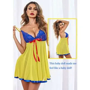 Avidlove Christmas Lingerie Lace Babydoll Chemise for Women