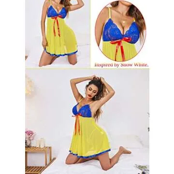 Avidlove Christmas Lingerie Lace Babydoll Chemise for Women