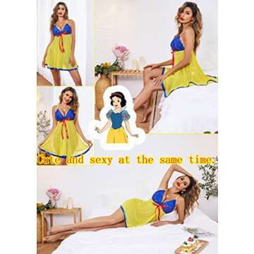 Avidlove Chirstmas Lingerie for Women Maternity Lingerie Lace Babydoll Strappy Chemise Sexy Sleepwear Yellow