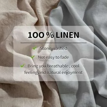 LBR02M 100% Linen Sheet Set Queen Size, Bed Sheets 4 Piece Sets, Solid Color Natural Flax Bed Sheets Soft Breathable Bedding,16" Deep Pocket,All Season (Queen, Linen)