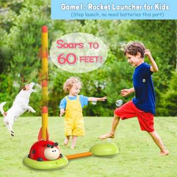 Engfa 3 In 1 Musical Jump, Toss Ring Game Toys, Stomping Launch Rocket Launcher for Kids Toys for Girls Boys 3-5, Sports & Outdoors Toys for Ages 5-7 with Remote Control Outside Toys for Kids Ages 4-8