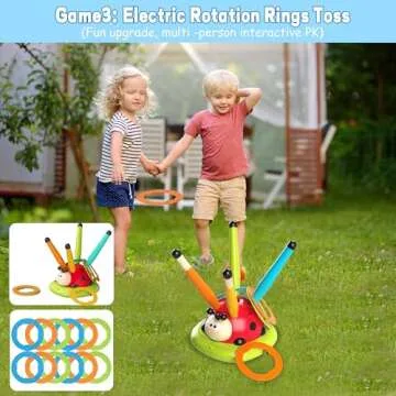 Engfa 3 In 1 Musical Jump, Toss Ring Game Toys, Stomping Launch Rocket Launcher for Kids Toys for Girls Boys 3-5, Sports & Outdoors Toys for Ages 5-7 with Remote Control Outside Toys for Kids Ages 4-8