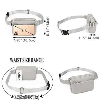 UTO Fanny Pack for Women Crossbody Trendy Fashion Belt Purse Chest Waist Hip Bumbag for Outdoor Shopping Travel Hiking