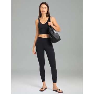 Colorfulkoala Women's Dreamlux High Waisted Workout Leggings 25" Inseam 7/8 Length Yoga Pants (L, Black)