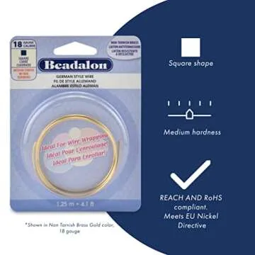 Beadalon German Style Wire - Square Silver Plated Copper for Jewelry Making