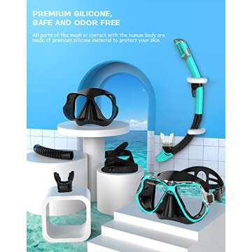 Greatever Dry Snorkel Set,Panoramic Wide View,Anti-Fog Scuba Diving Mask,Professional Snorkeling Gear for Kids