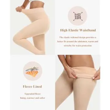 RISSCAN Fleece Lined Tights for Women Opaque Warm Control Top Pantyhose Thermal leggings Stirrup Footed Tights for Winter(300g Thick Fleece Stirrup Nude,XS)