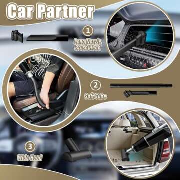 Car Vacuum Cleaner 9000PA Cordless Rechargeable Powerful Suction Portable Vacuum Handheld Vacuum for Car/Home/Office Men Women Pet Hair Key Board (Black)