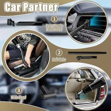 Car Vacuum Cleaner 9000PA Cordless Rechargeable Powerful Suction Portable Vacuum Handheld Vacuum for Car/Home/Office Men Women Pet Hair Key Board (Black)