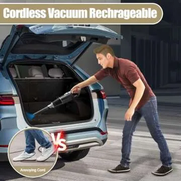 Car Vacuum Cleaner 9000PA Cordless Rechargeable Powerful Suction Portable Vacuum Handheld Vacuum for Car/Home/Office Men Women Pet Hair Key Board (Black)