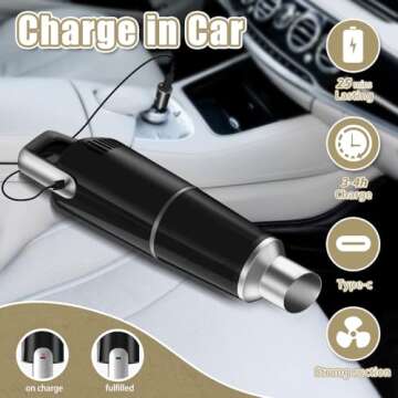 Car Vacuum Cleaner 9000PA Cordless Rechargeable Powerful Suction Portable Vacuum Handheld Vacuum for Car/Home/Office Men Women Pet Hair Key Board (Black)