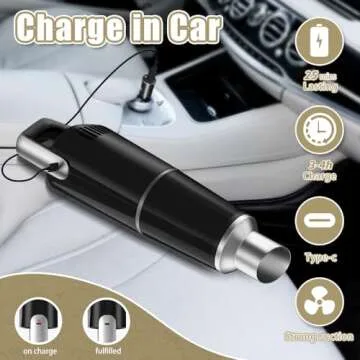 Car Vacuum Cleaner 9000PA Cordless Rechargeable Powerful Suction Portable Vacuum Handheld Vacuum for Car/Home/Office Men Women Pet Hair Key Board (Black)