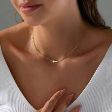 Rotnso Dainty Cross Necklace for Women Gold Plated