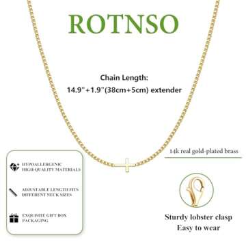 Rotnso Dainty Cross Necklace for Women Gold Plated
