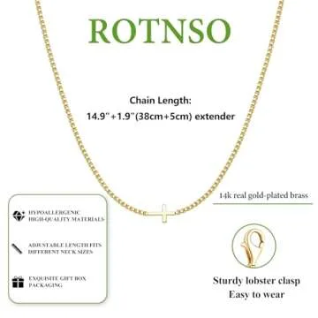 Rotnso Dainty Cross Necklace for Women Gold Plated