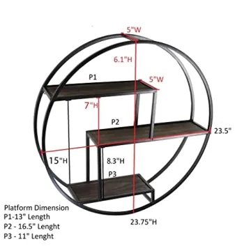 18" Floating Circular Wall Shelf - 4 Tiers