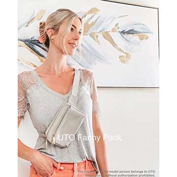UTO Fanny Pack for Women Crossbody Trendy Fashion Belt Purse Chest Waist Hip Bumbag for Outdoor Shop...