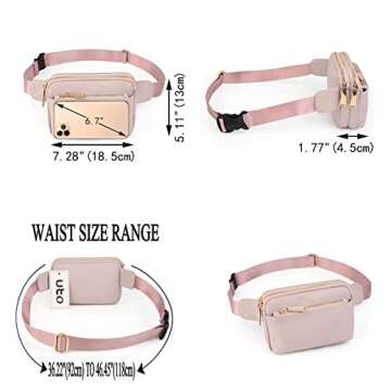 UTO Fanny Pack for Women Crossbody Trendy Fashion Belt Purse Chest Waist Hip Bumbag for Outdoor Shopping Travel Hiking