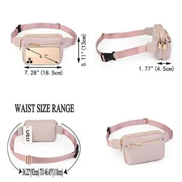 UTO Fanny Pack for Women Crossbody Trendy Fashion Belt Purse Chest Waist Hip Bumbag for Outdoor Shopping Travel Hiking