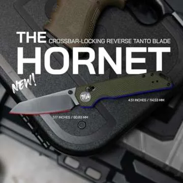 704 Gear Hornet EDC Folding Pocket Knife with Crossbar Lock | 3.17" Reverse Tanto Blade, D2 Steel, G10 Handle, Reversible Pocket Clip | Olive Drab Green