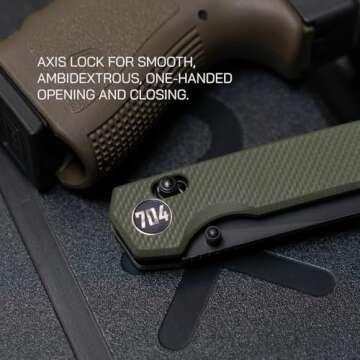 704 Gear Hornet EDC Folding Pocket Knife with Crossbar Lock | 3.17" Reverse Tanto Blade, D2 Steel, G10 Handle, Reversible Pocket Clip | Olive Drab Green